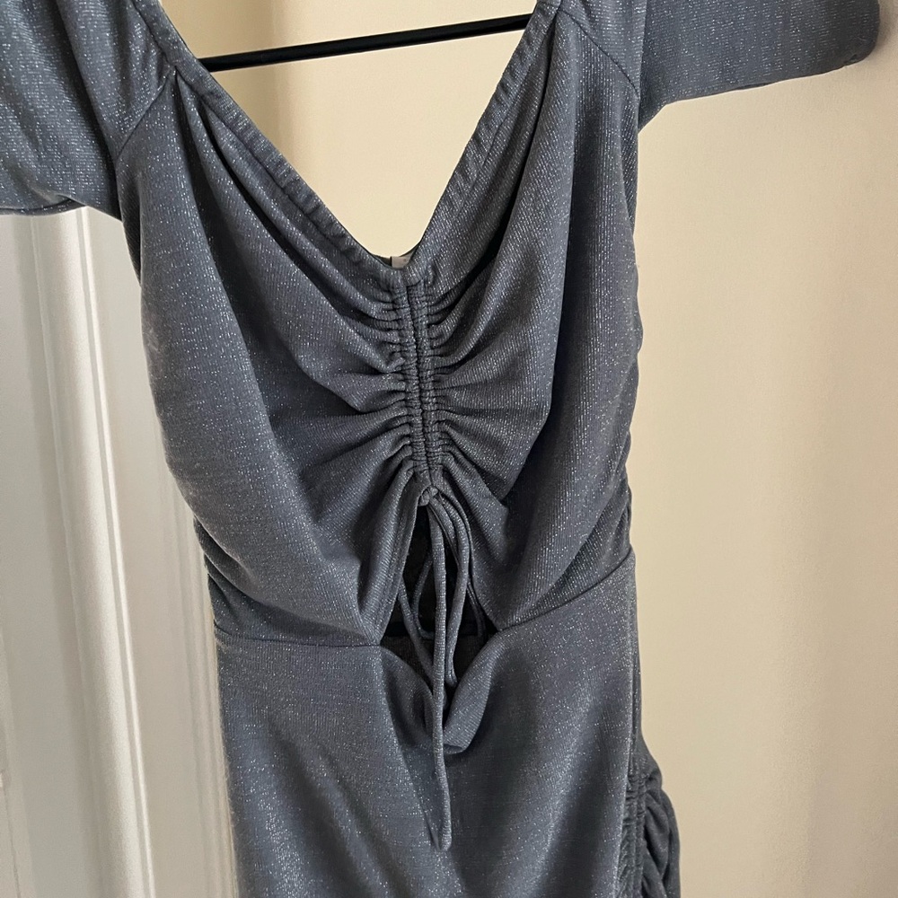 Ale by Alessandra Gray Ruched Mini Dress Bodycon